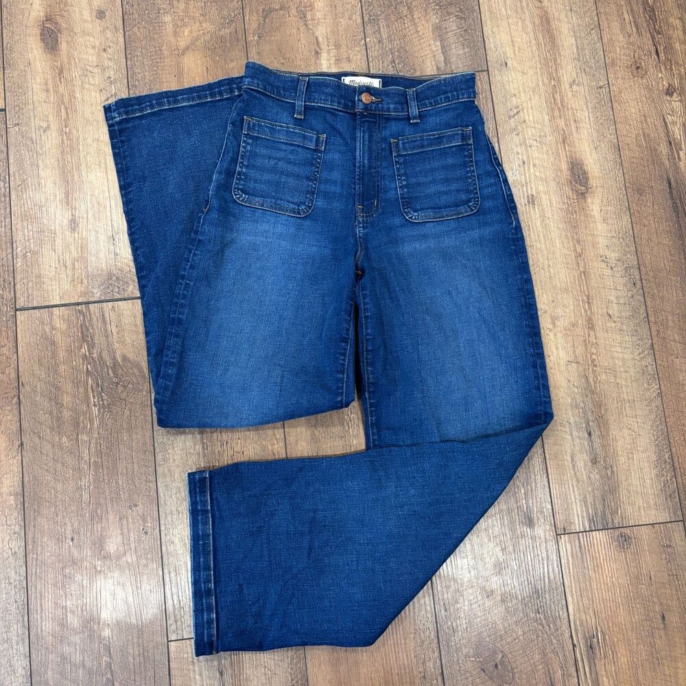 Madewell Emmett Patch Pocket Wide Leg Jeans Women's Size 27 Allentown Wash $138 - Picture 3 of 12